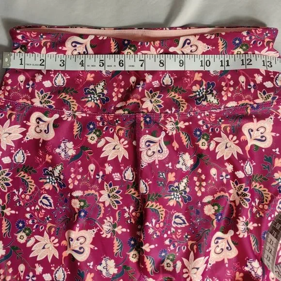 Lorna Jane Persia Core 7/8 Floral Pink Red Capri Crop Tight Leggings SM - Picture 7 of 9